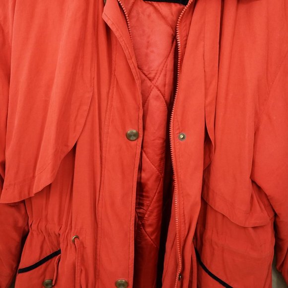 Ladies London Fog Midweight Red & Black Velvet Trim Jacket Coat XL - Picture 3 of 7